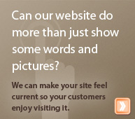 Can our website do more than just show some words and pictures? We can make your site feel current so your customers enjoy visiting it.