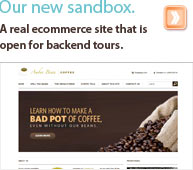 Amber Bean Coffee website is a fully functioning ecommerce website, but it is also available for backend tours.